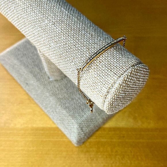 Chloe + Isabel - Gold and Clear Crystal - Pavé Curved Bar Bracelet - Picture 1 of 8